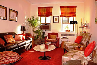 red and yellow sheets and wall colour decoration