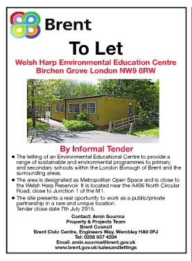WEMBLEY MATTERS: Welsh Harp Centre tender advertised with July 7th deadline