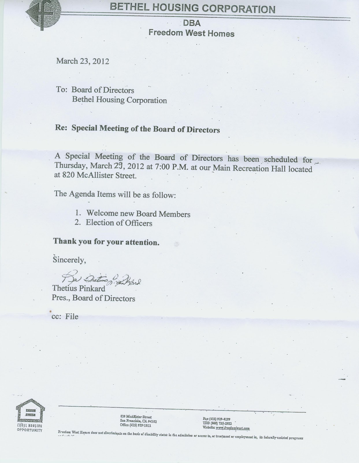 Freedomwestdave Blog (3/28) BOARD OFFICERS ELECTION & ALTON NOTICES