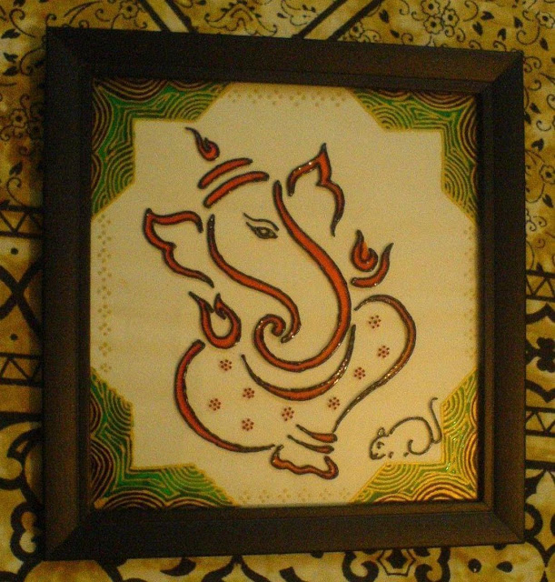 Glass painting Of Lord ganesh Glass painting