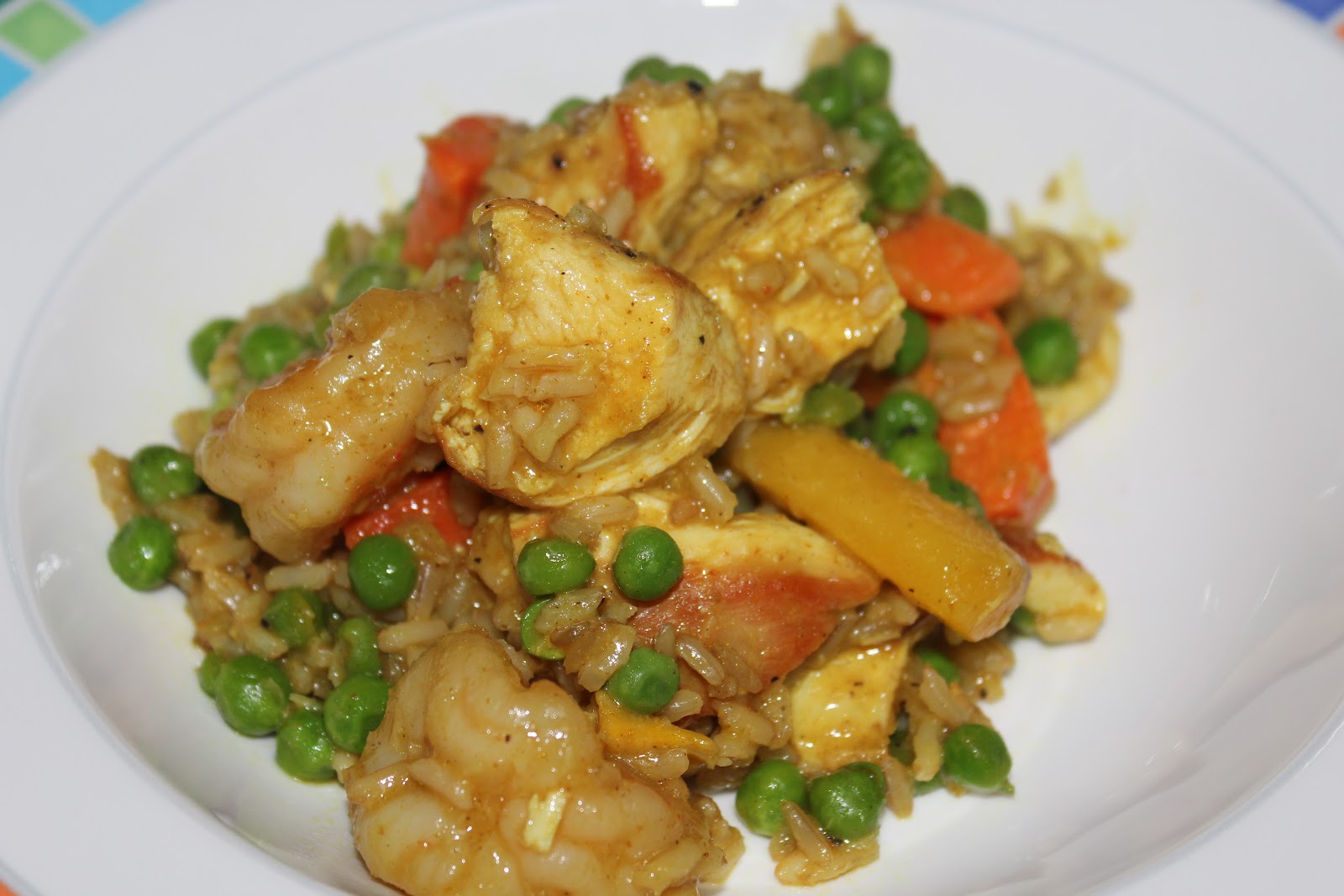 Mommy and Baby food Chicken & Shrimp in a Yellow Curry Sauce for the Whole Family