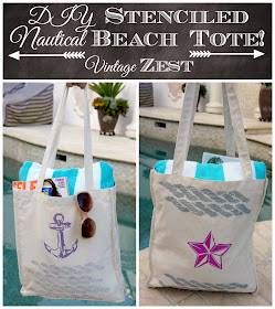 #shop #Stencil1 #cbias DIY Stenciled Nautical Beach Tote