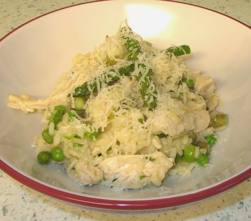 Jenny Eatwell's Rhubarb & Ginger Chicken, asparagus & tarragon risotto