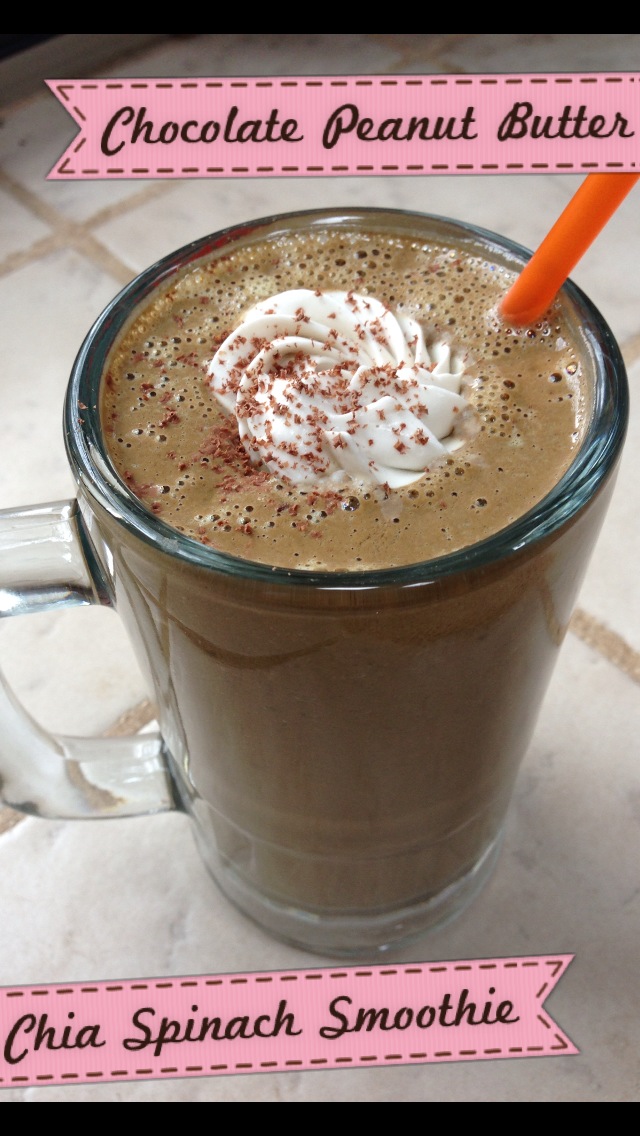 Whole to Healthy Chocolate Peanut Butter Chia Spinach Smoothie!