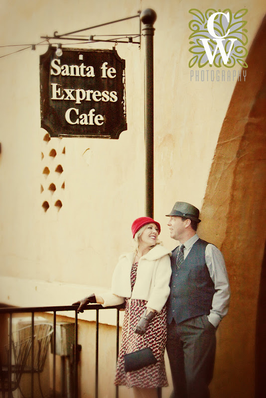 engagement portrait vintage downtown fullerton