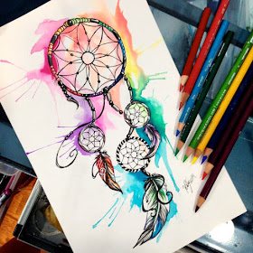 05-Dreamcatcher-Katy-Lipscomb-Lucky978-Fantasy-Watercolor-Paintings-Colored-Pencils-Drawings-www-designstack-co