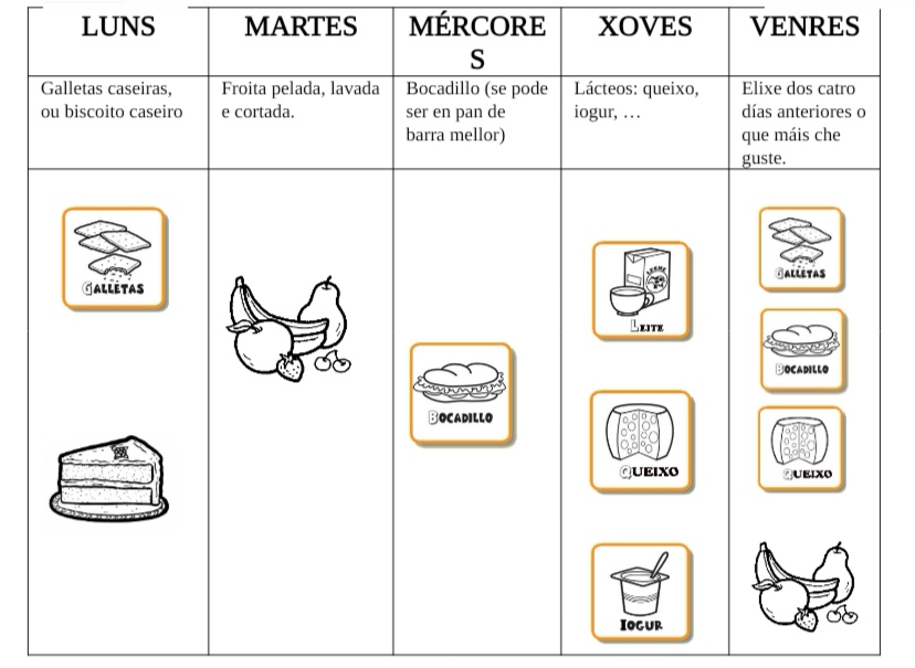 Calendario de merendas