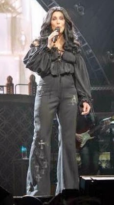 Cher in her black suit on her 'Dressed To Kill Tour'