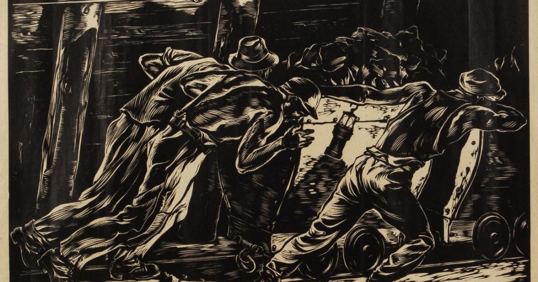 Rudolf Warnecke Holzschnitt Bergmann, aus der Serie Lob der Arbeit