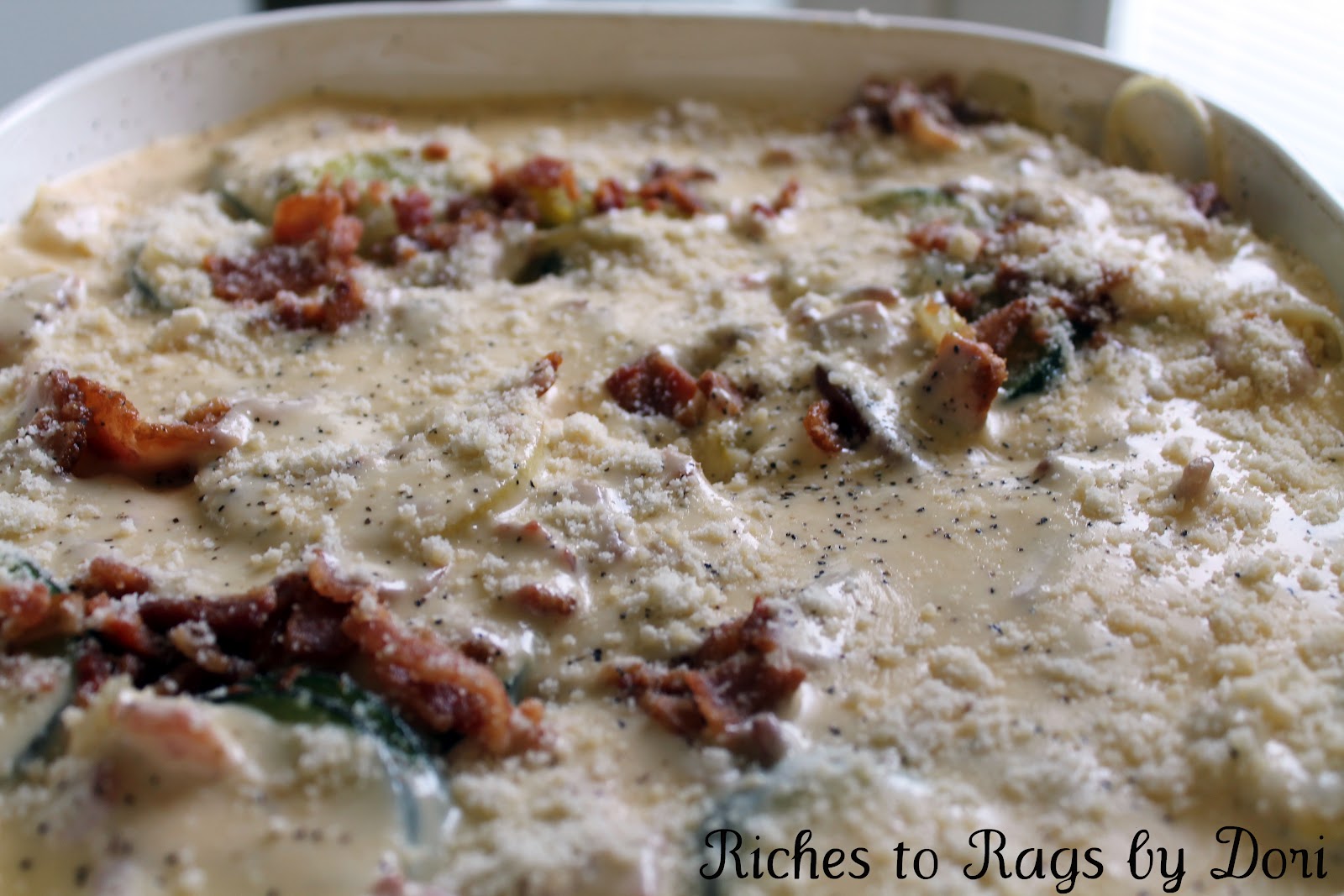 *Riches to Rags* by Dori Linguine Vegetable Alfredo Bake