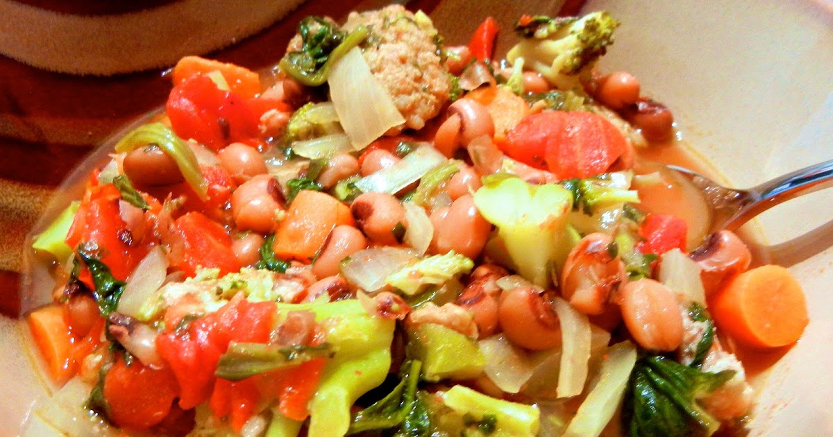 Grad Girl Grub Crockpot Blackeyed Pea Stew w/ Meatballs