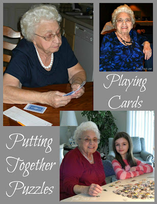 Grandma Playing Cards and Putting Together Puzzles