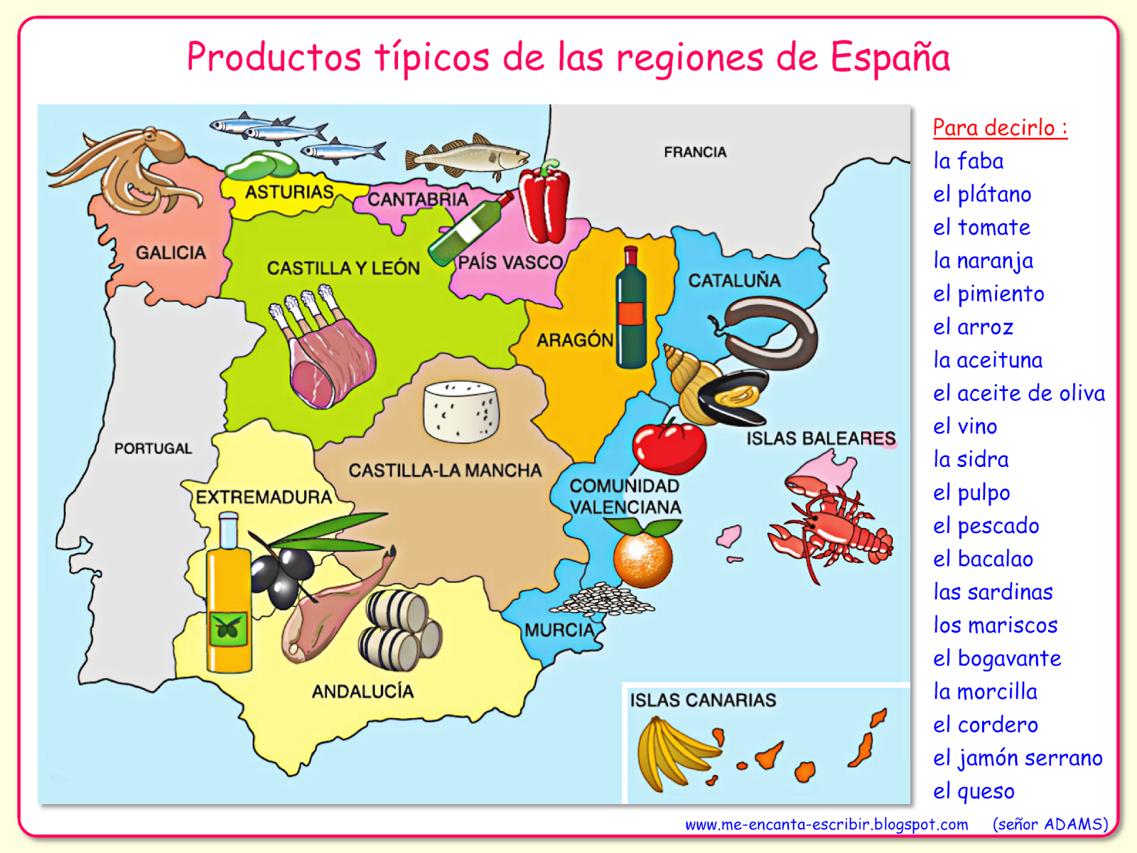 Me encanta escribir en español: Productos típicos de España.