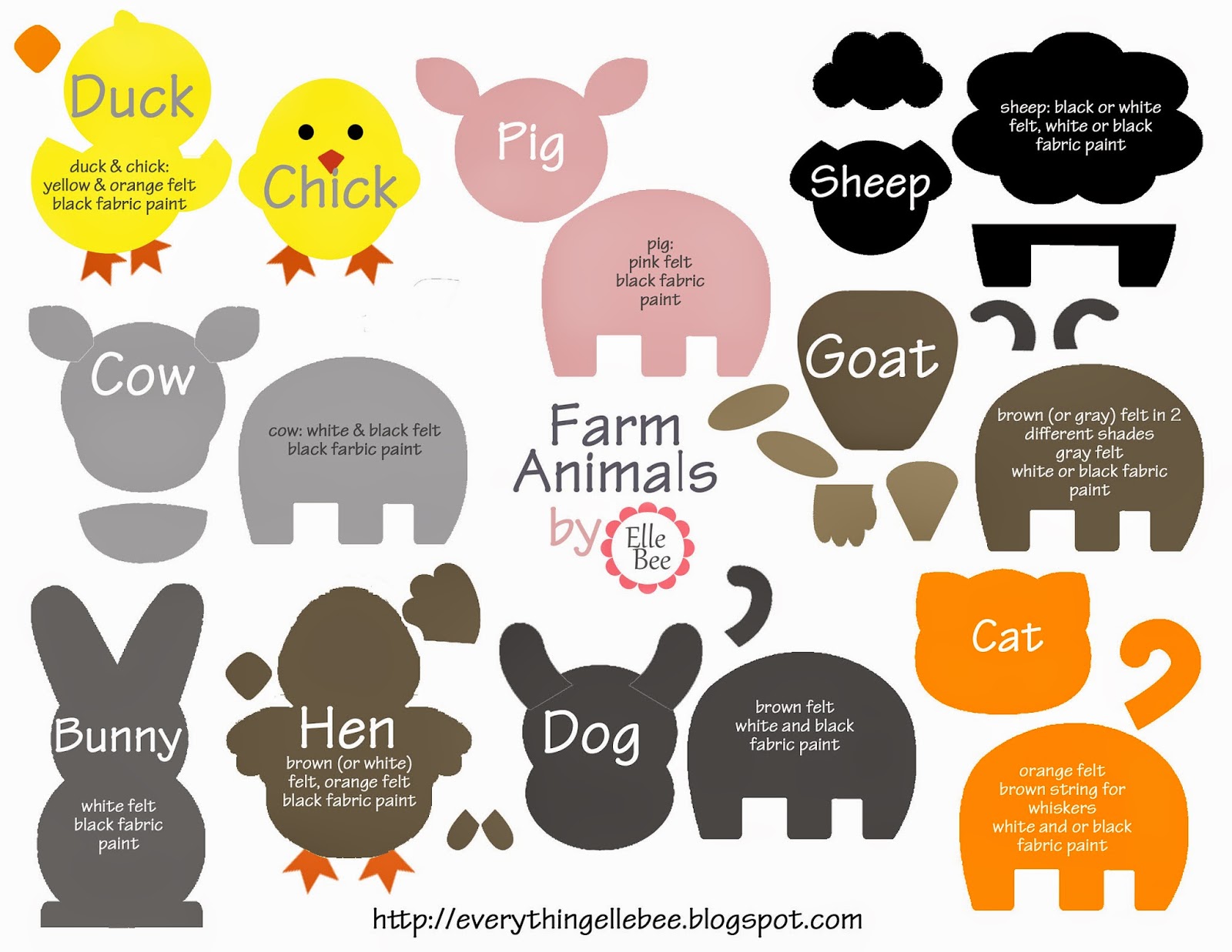 A Little Bit of Everything... : FREE Printable Farm Animal Template for  Felt Board