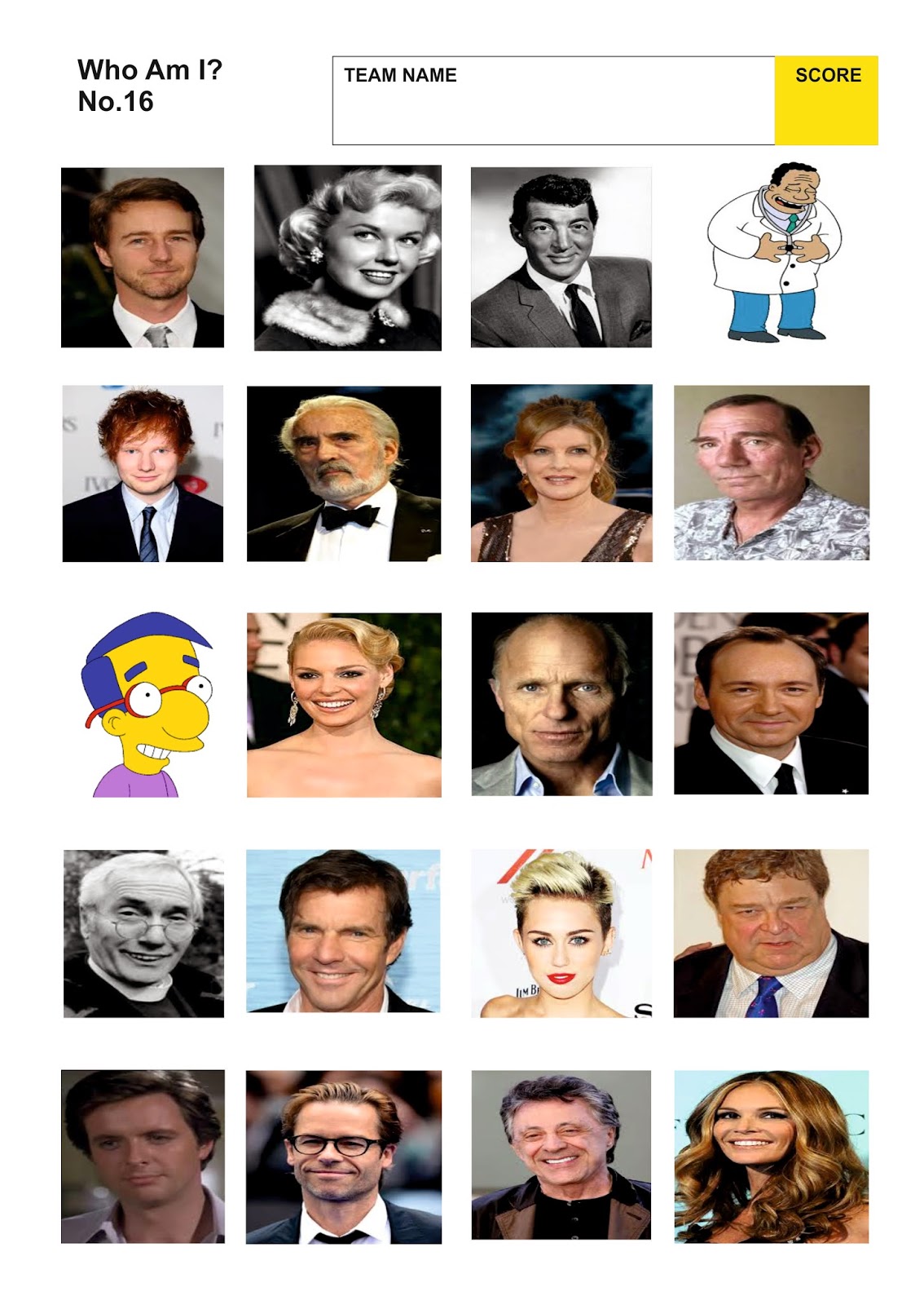 Free celebrity picture quiz questions and answers
