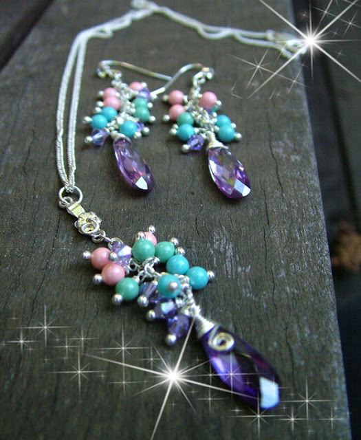 Purple Friends - Swarovski Infused Necklace & Earrings