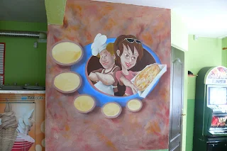 Aranżacja pizzeri, malowanie obrazu na ścianie dla poprawy wyglądu pizzerii