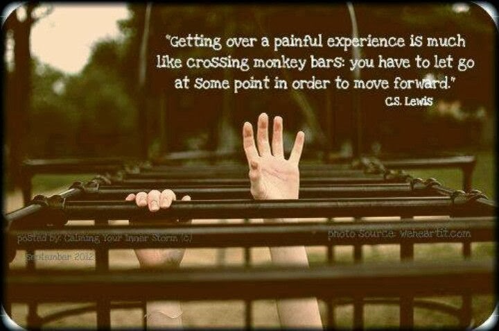 Getting over a painful experience is much like crossing monkey bars
