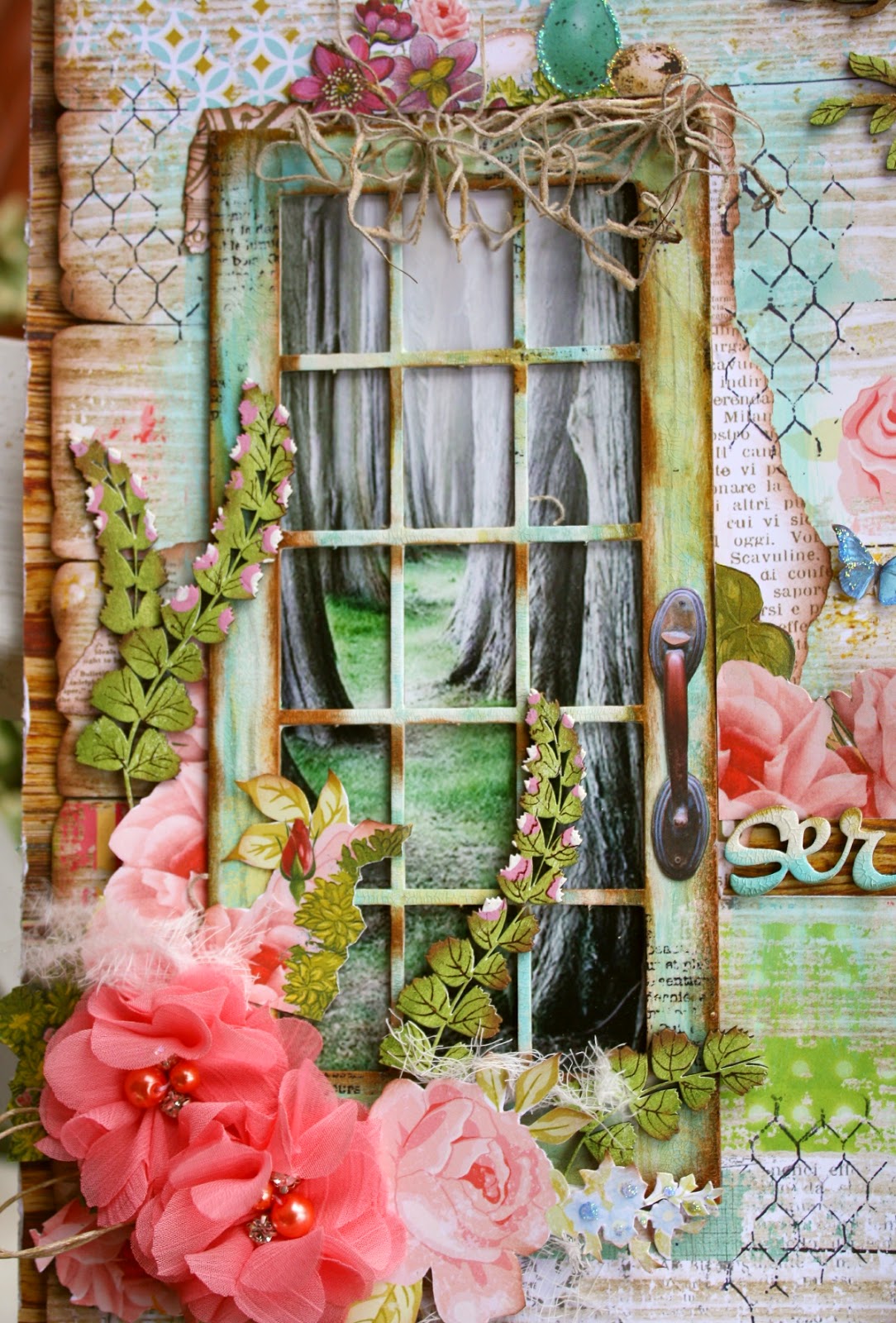 Scrapbook page by Gabrielle Pollacco using Dusty Attic Chipboard and Websters Pages Paper, Nest Collection