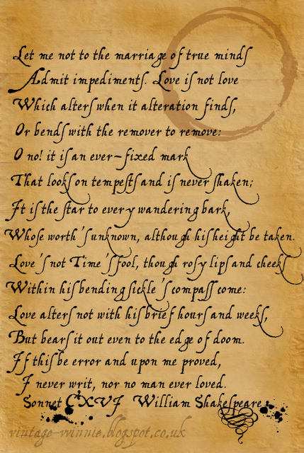 Poems, Quotes and Prose: Sonnet CXVI - William Shakespeare