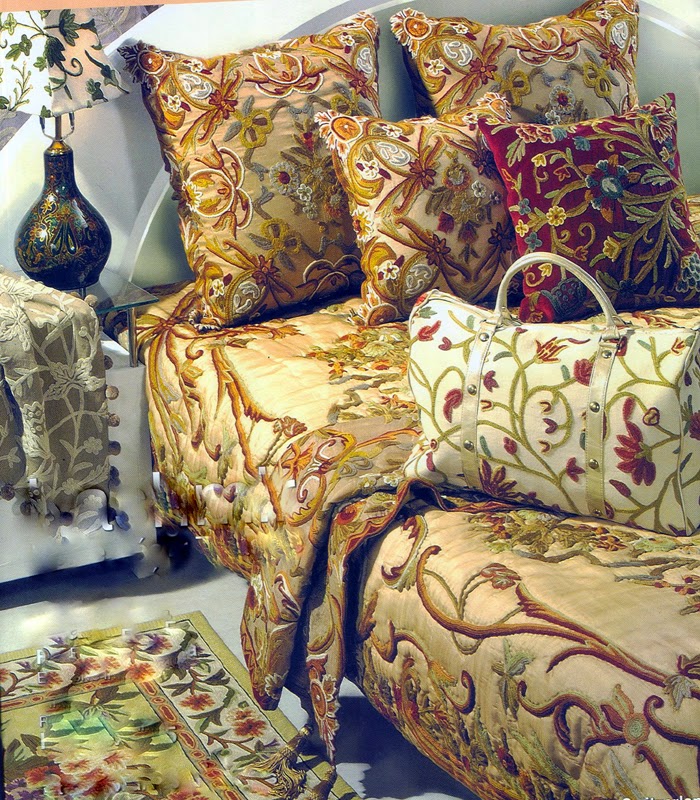 Crewel Transformations Crewel Bedding Art Nouveau Troy Silk Organza King