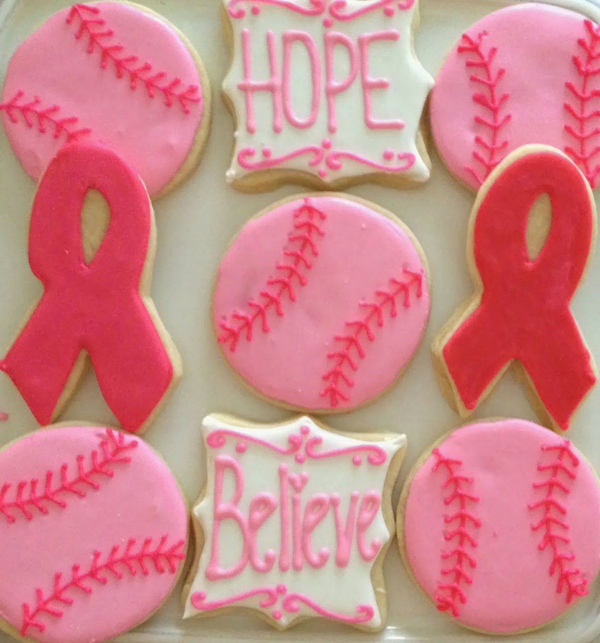 Bee'in Creative With Cookies by Julie Pink Out Softball cookies!