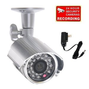 VideoSecu CCTV Home Video Outdoor CCD Bullet Security Camera Day Night 24 IR Infrared LEDs with Free Power Supply 1CJ