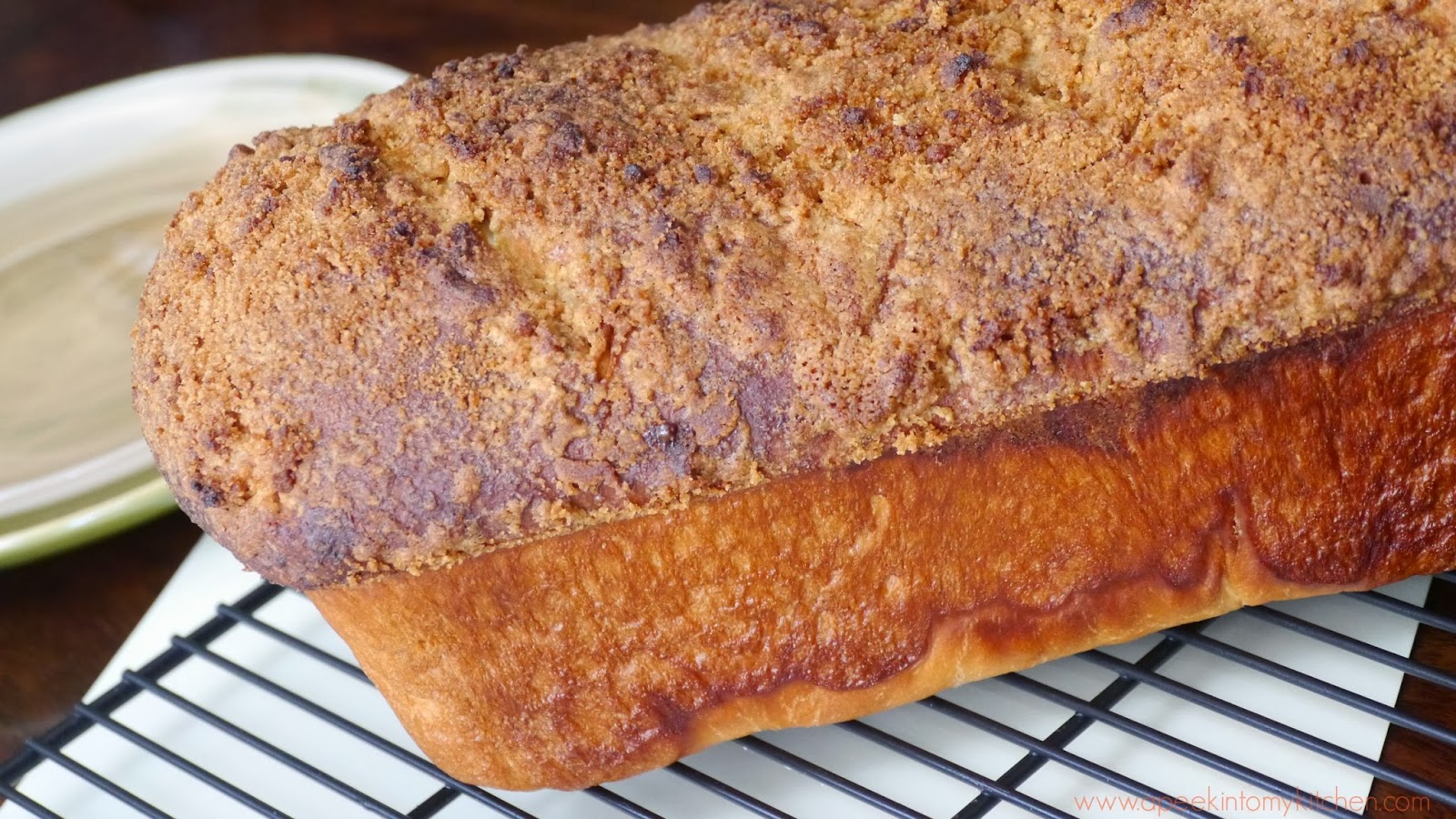 A Peek into My Kitchen Cinnamon Raisin Swirl Bread with Streusel