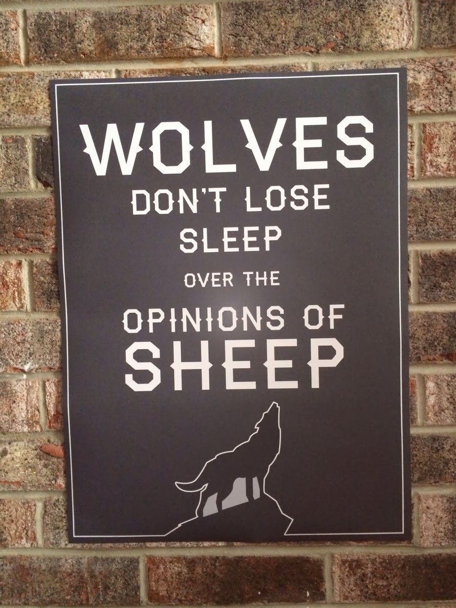 "Wolves don't lose sleep over the opinions of sheep."