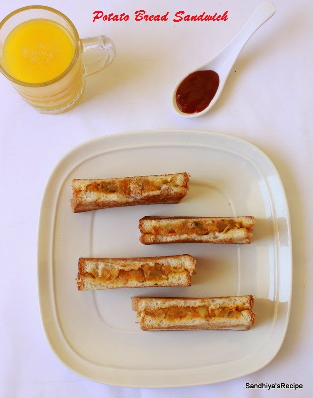 Sandhiya's Cookbook Potato Bread Sandwich Indian Style Potato Sandwich