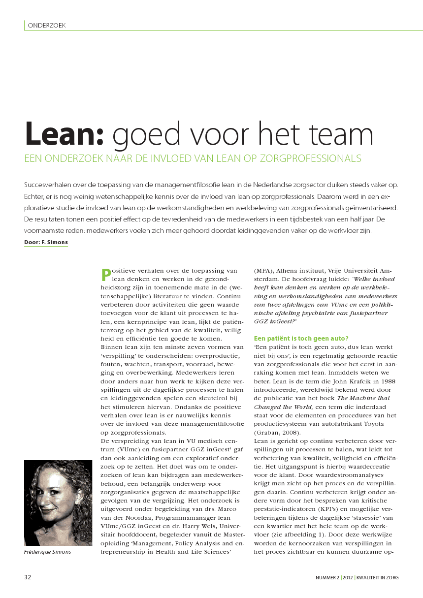 Lean denken in de Artikel Lean goed voor het team Lean denken in de Artikel Lean goed voor het team