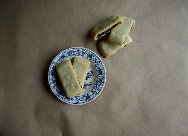 Paleo Primal fig newtons baked up and stacked on a plate