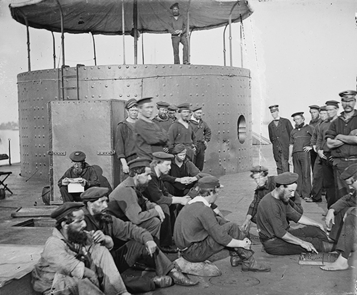 Sailors on deck of the USS Monitor 1862