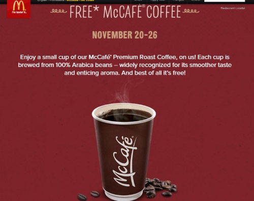 Mcdonalds Free Mccafe Coffee