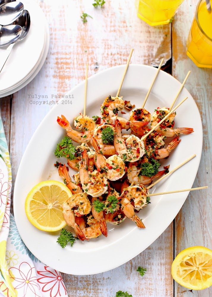 Cooking With Love Garlic and Chili Prawn Skewers & Tatsoi Stir Fry