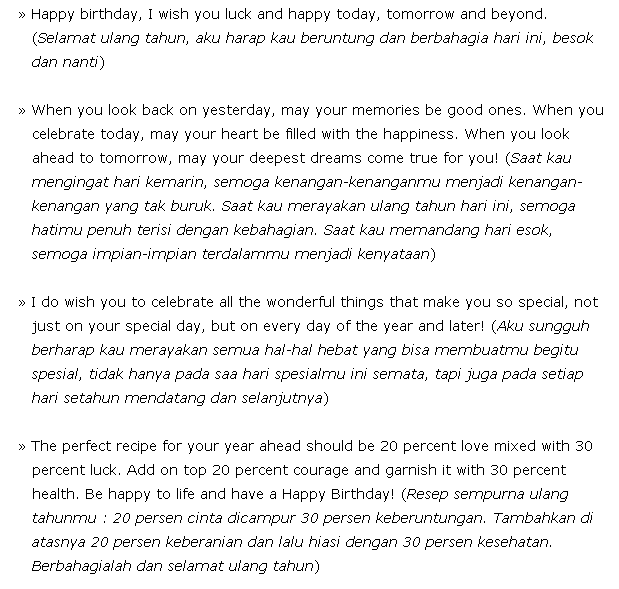 Contoh Ucapan Ulang Tahun Bahasa Inggris (Happy Birthday) | Merpati Tempur