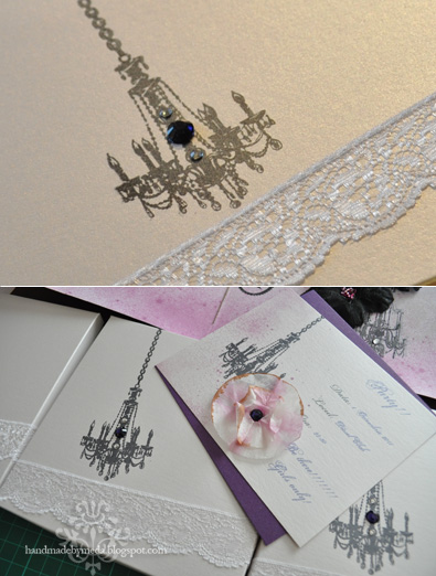 I kept the diamond white cardstock and Diana's lovely lace 