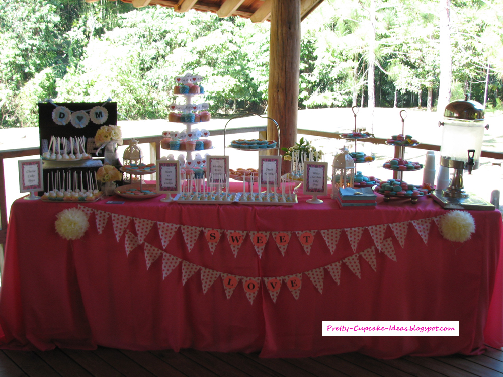 Pretty Cupcake Ideas: Pink & Blue Themed Wedding Dessert Table