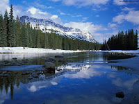 Bow River and Castle Mountain, Alberta, Canada wallpapers
