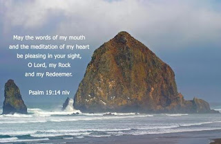 Beautiful sea background rock wallpaper bible verse of Psalm 19:14