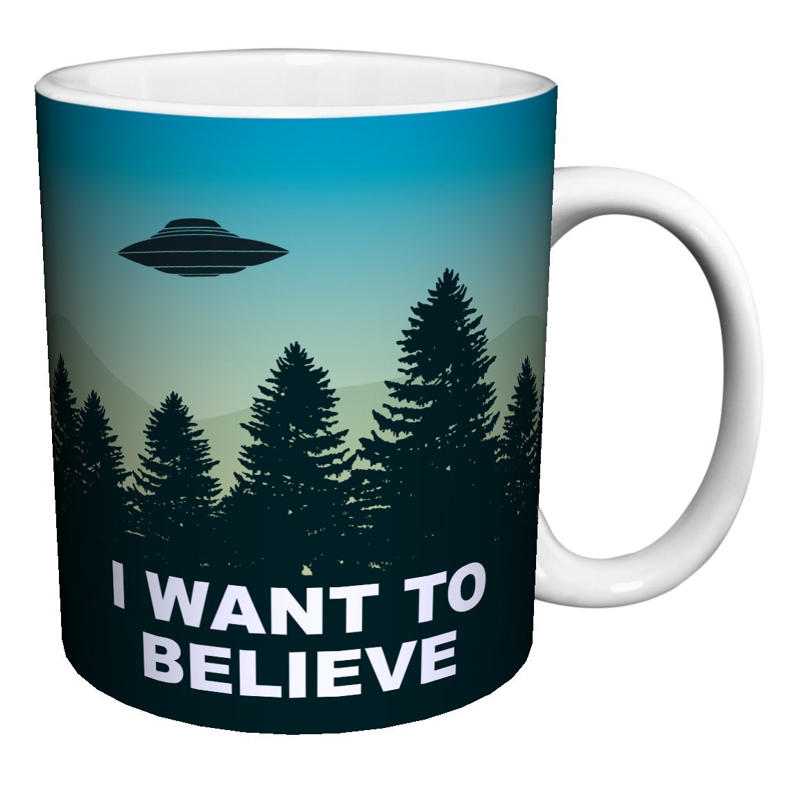 funny coffee mugs and mugs with quotes: X FILES I Want To Believe UFO