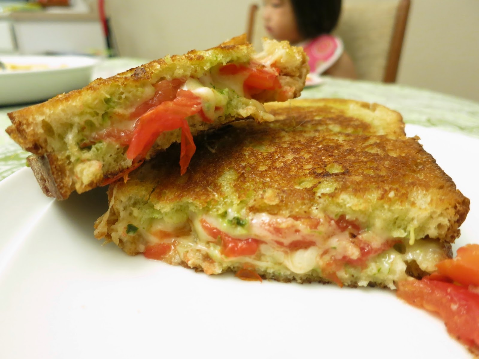 pieces of m Havarti + Tomato + Pesto Grilled Cheese Sandwich! [RECIPE]