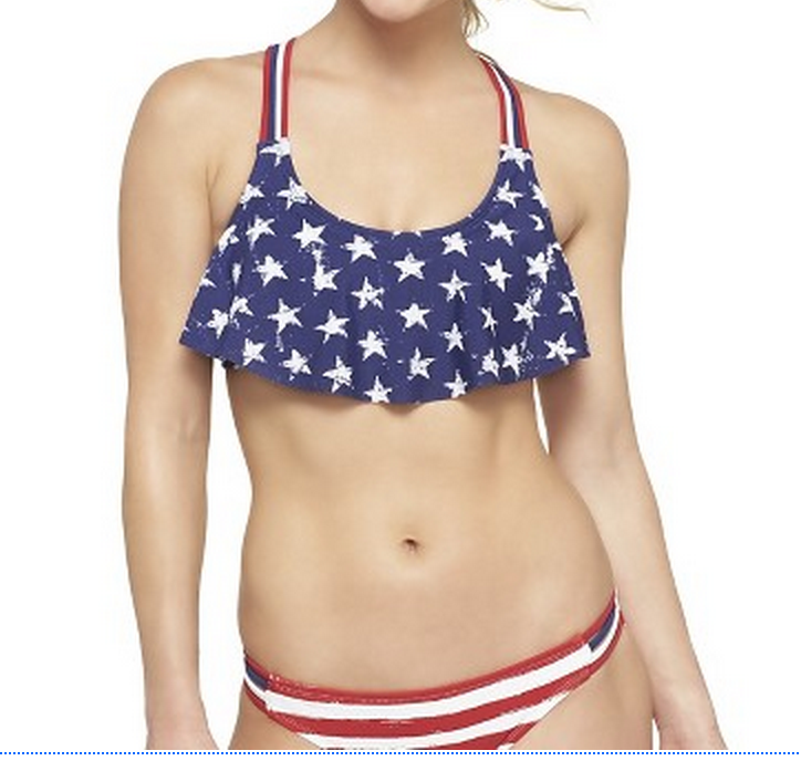 navy blue striped bikini