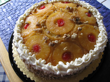 Double layer Pineapple Upside Down Cake with Cream Cheese frosting!