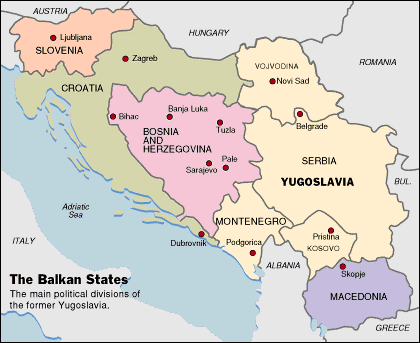 I territori che appartenevano all'ex Jugoslavia