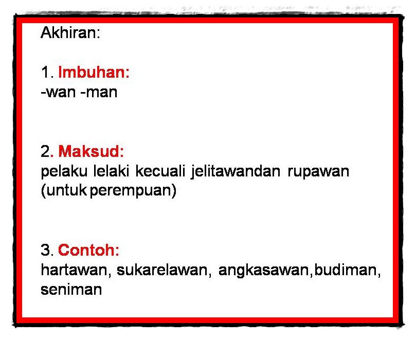 Rozila Bohari: Imbuhan Akhiran