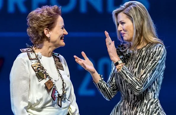 Queen Maxima of The Netherlands presents the award from the Prince Bernhard Culture Price 2015 (Prince Bernhard Culture Fund) at the Muziektheater 