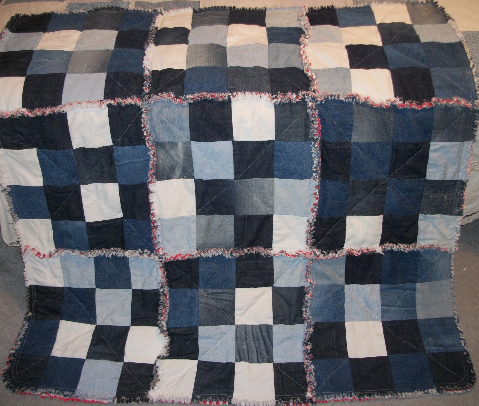 Deerecountry Quilts Denim Rag Quiltthrow size