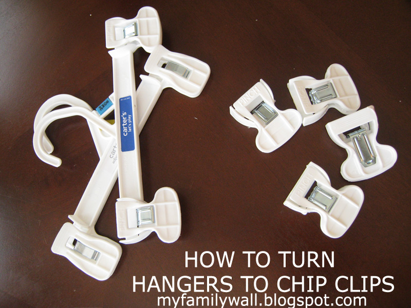 My Family Wall How to turn pant hangers into chip clips