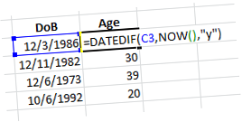 formula for calculating dating age